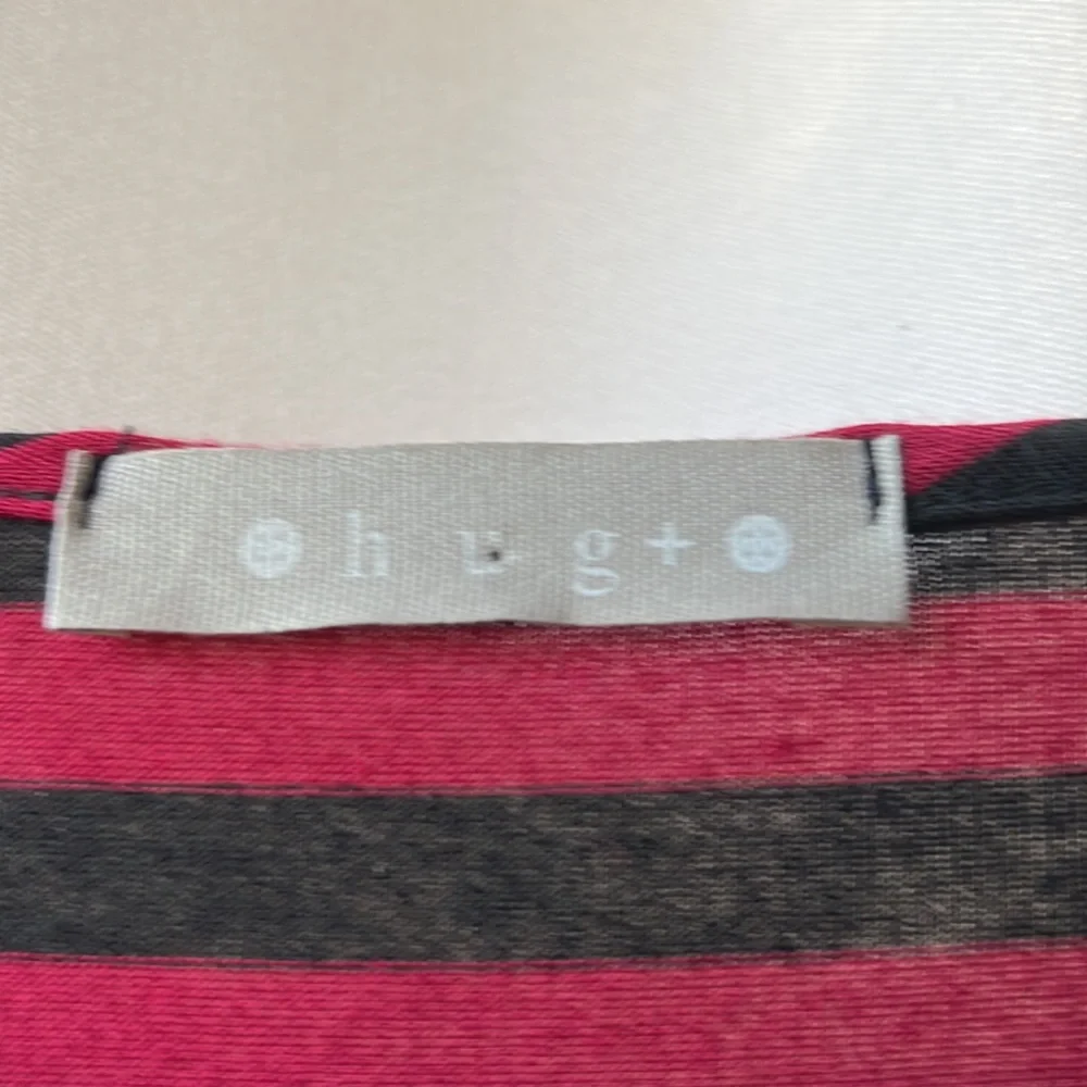 HLG plus black and purple stripe jersey material top. - Picture 2 of 5